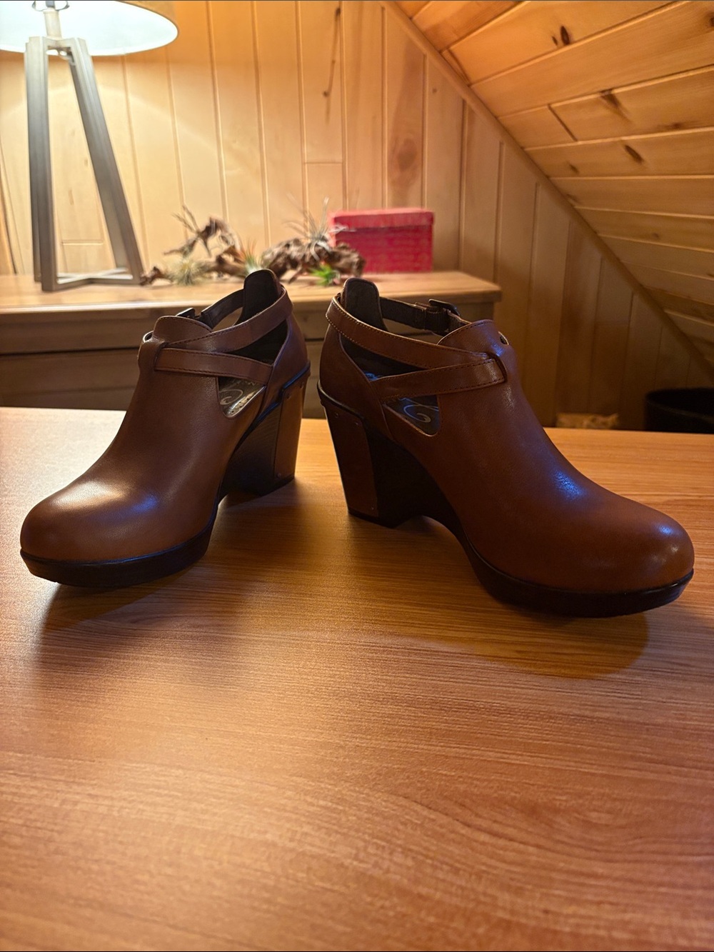Dansko Brown Leather Ankle Strap Booties - Picture 2 of 7